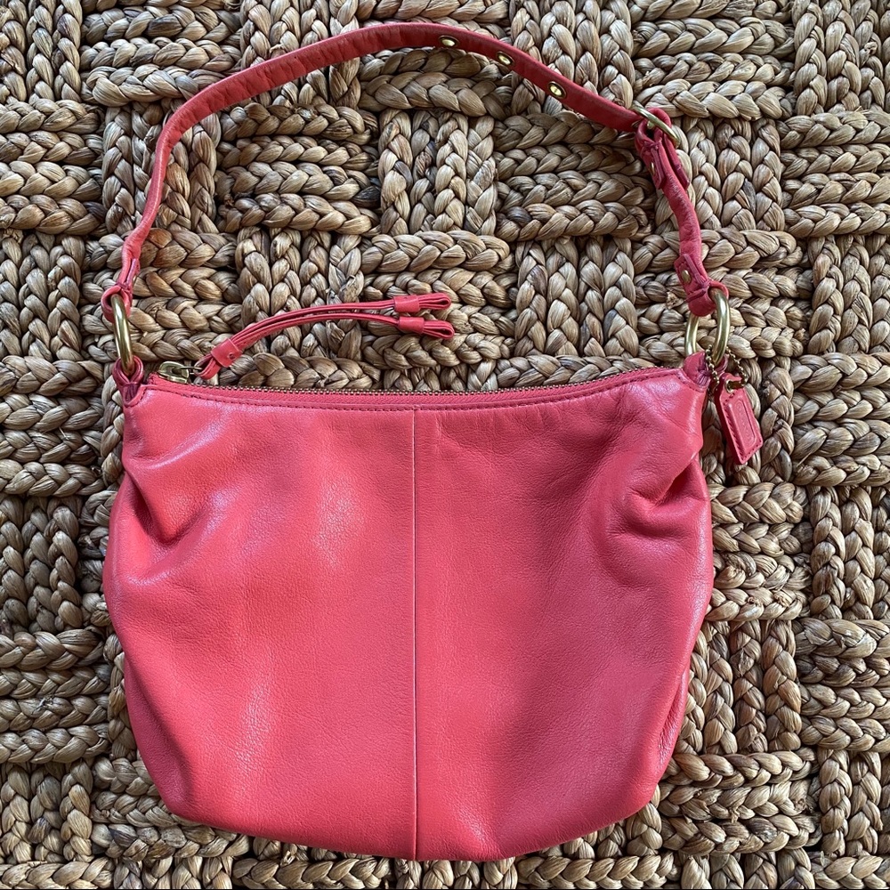 Coach Coral Leather Top Handle Pouch
